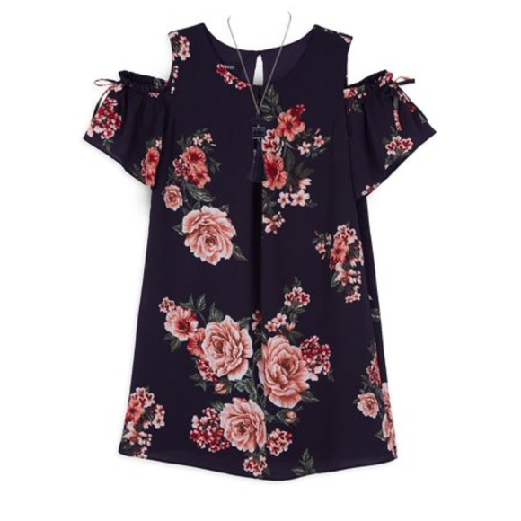 Amy Wear Other - AMY WEAR | Navy Floral Cold Shoulder Dress 8